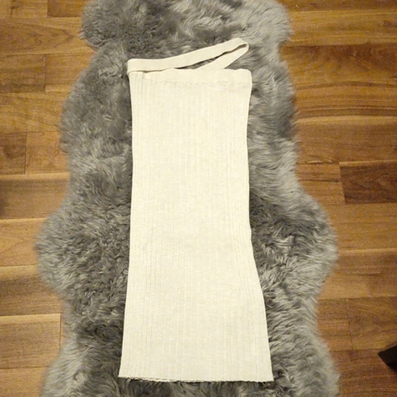 helmut lang off white double waistband fine wool rib skirt - Picture 2 of 7